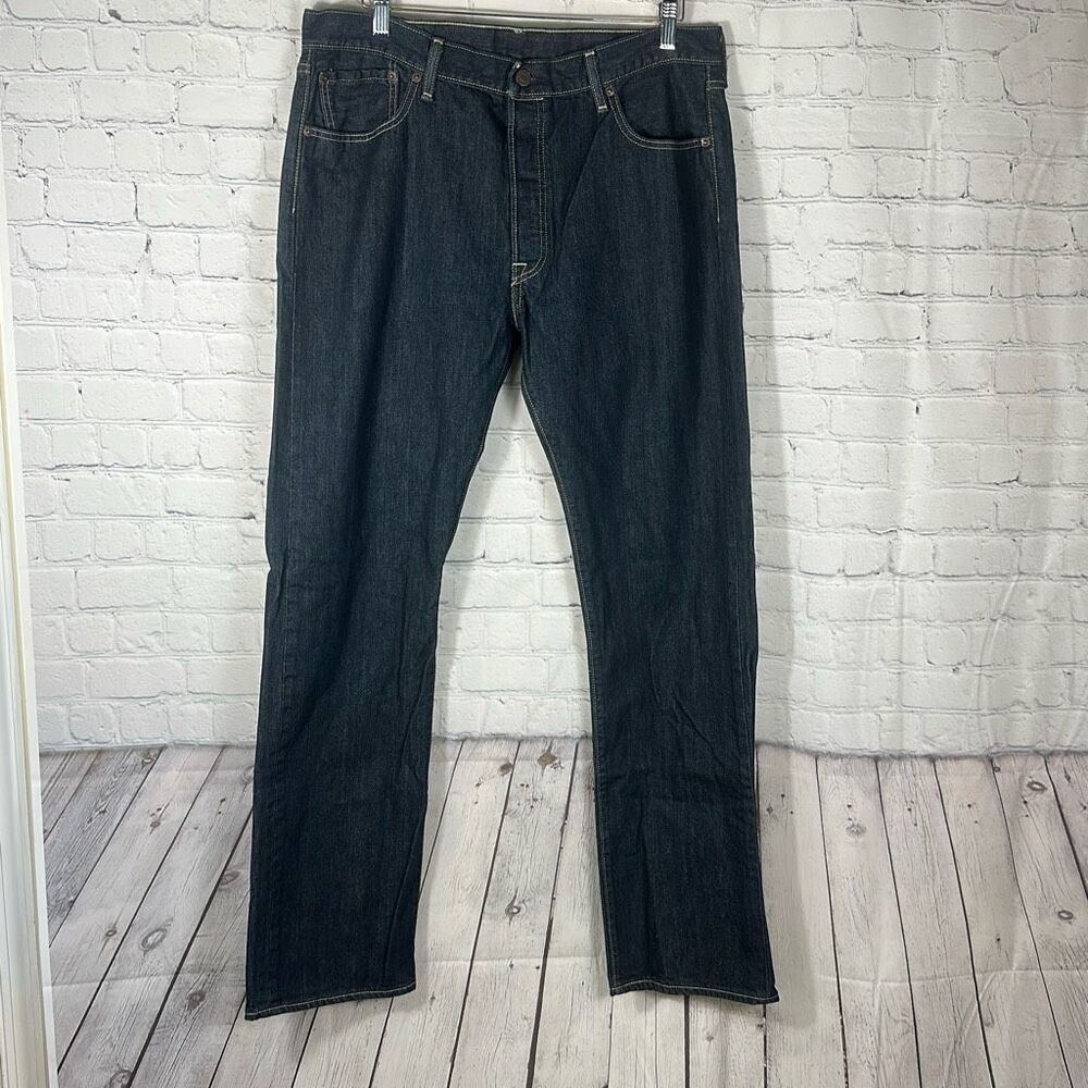Levi’s Mens 501 Original Fit Jeans size W36 L34 Button Fly Dark‎ Wash